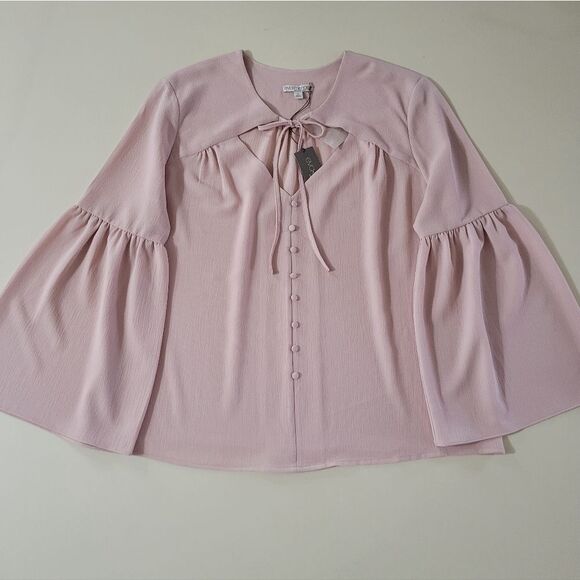 Eva Mendes NY&C Pink Women's Pullover Bell Sleeve Blouse - Picture 3 of 15